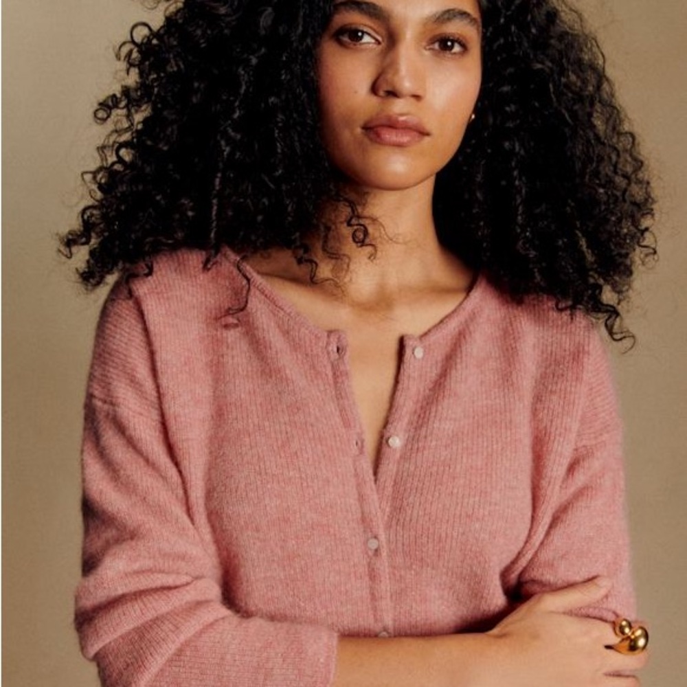 Sézane Rosewood Gaspard Button Up Cardigan
